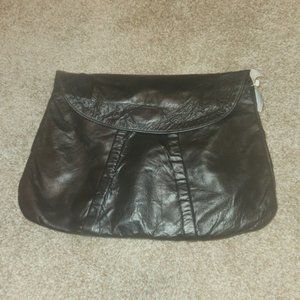 Vintage Black Leather Envelope Clutch